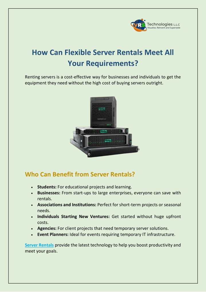 how can flexible server rentals meet all your