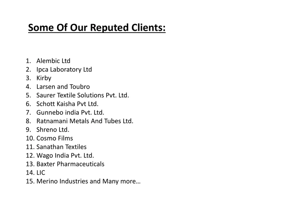 some of our reputed clients