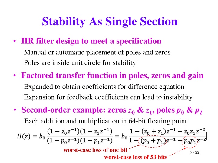 stability as single section