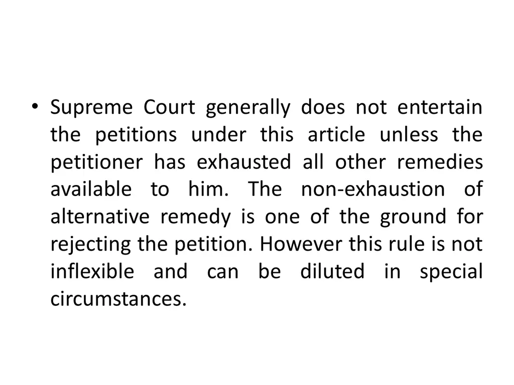 supreme court generally does not entertain