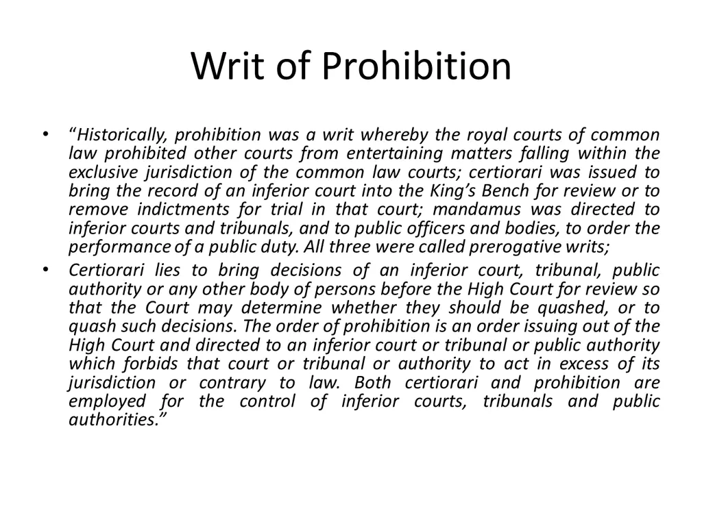 writ of prohibition