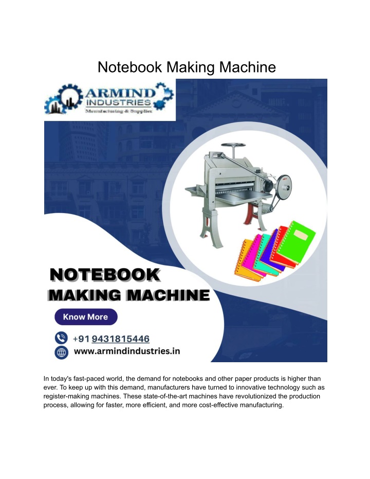 notebook making machine