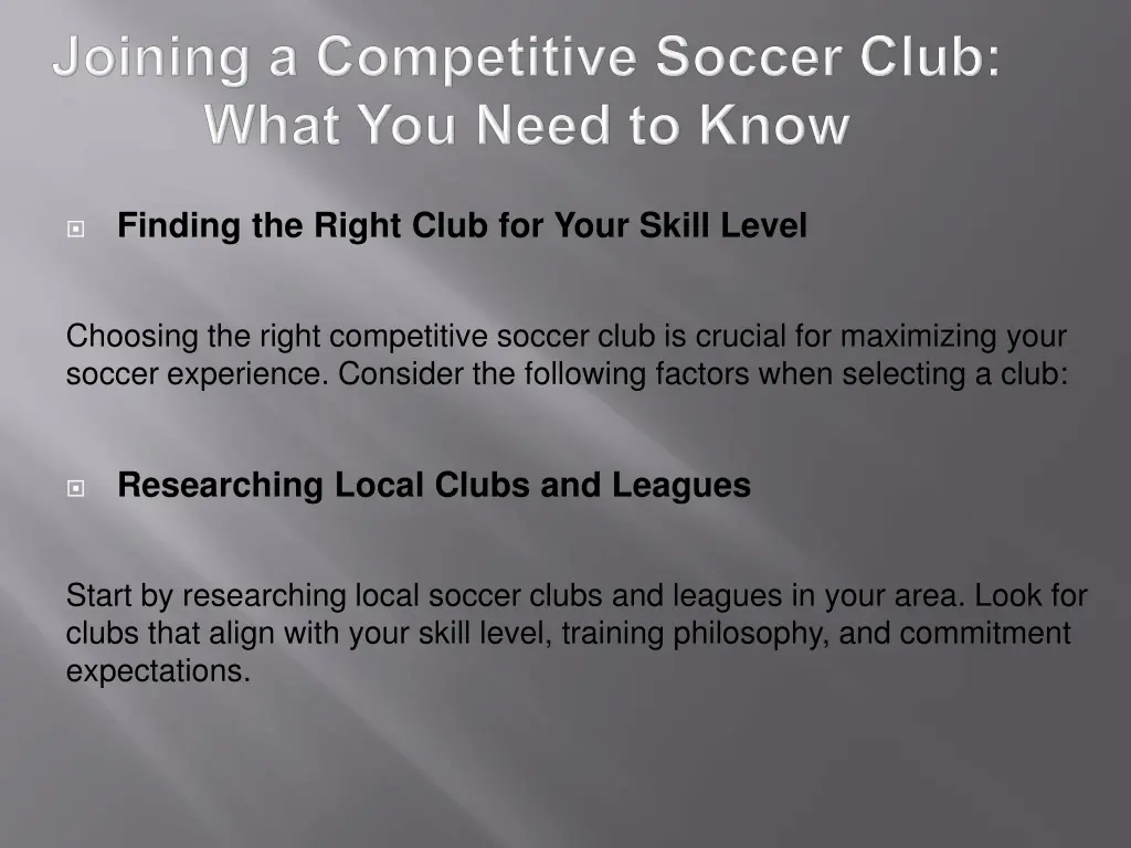 finding the right club for your skill level