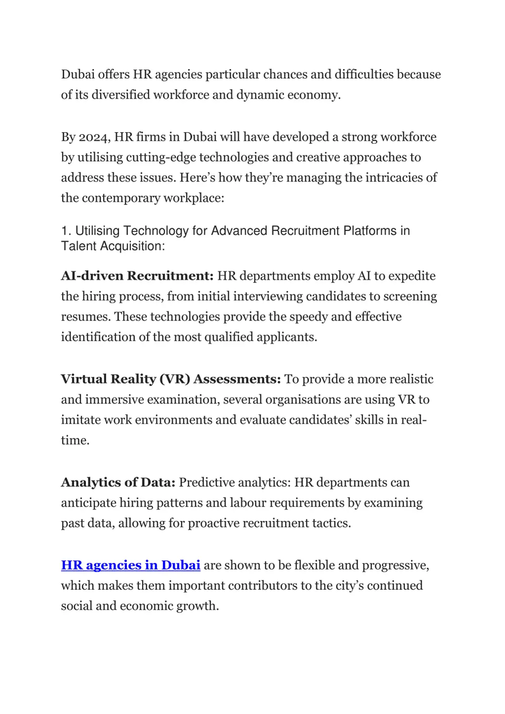 dubai offers hr agencies particular chances