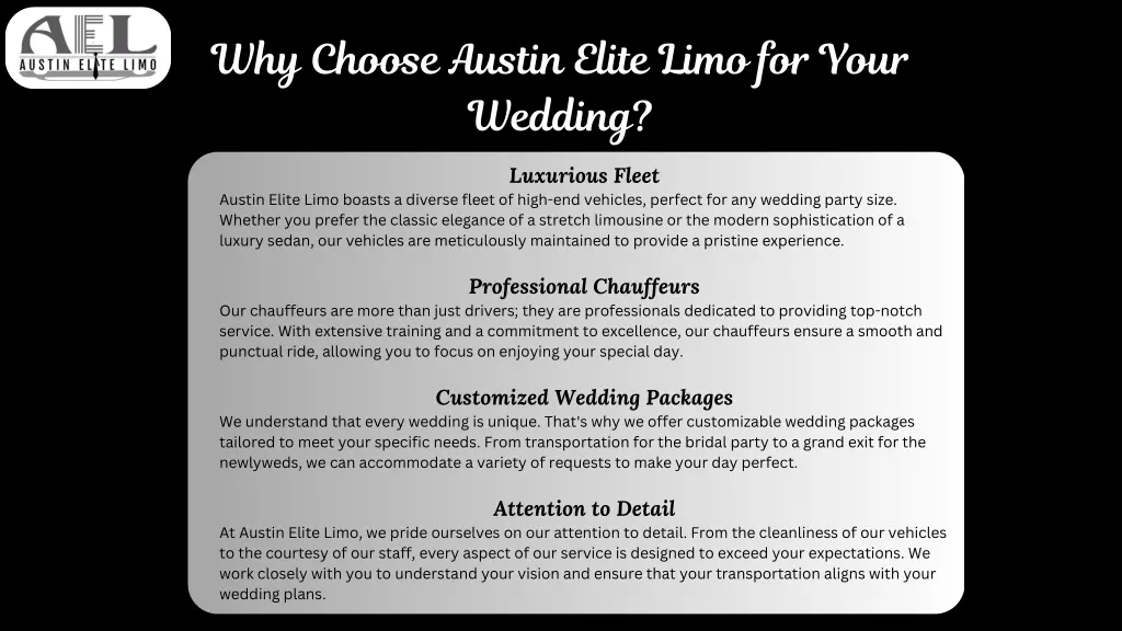 why choose austin elite limo for your wedding