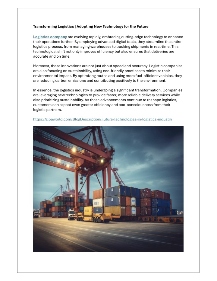 transforming logistics adopting new technology