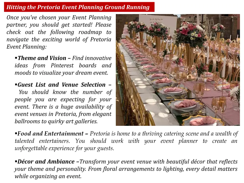 hitting the pretoria event planning ground