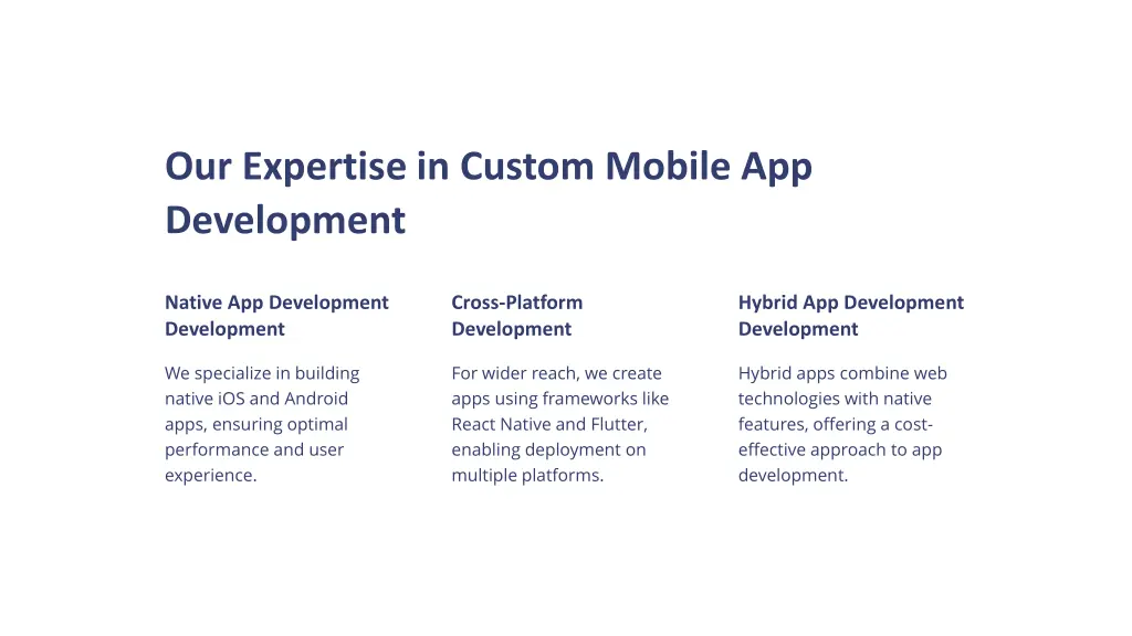our expertise in custom mobile app development