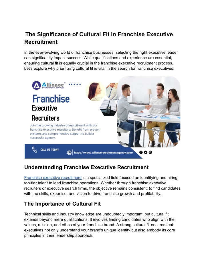 the significance of cultural fit in franchise