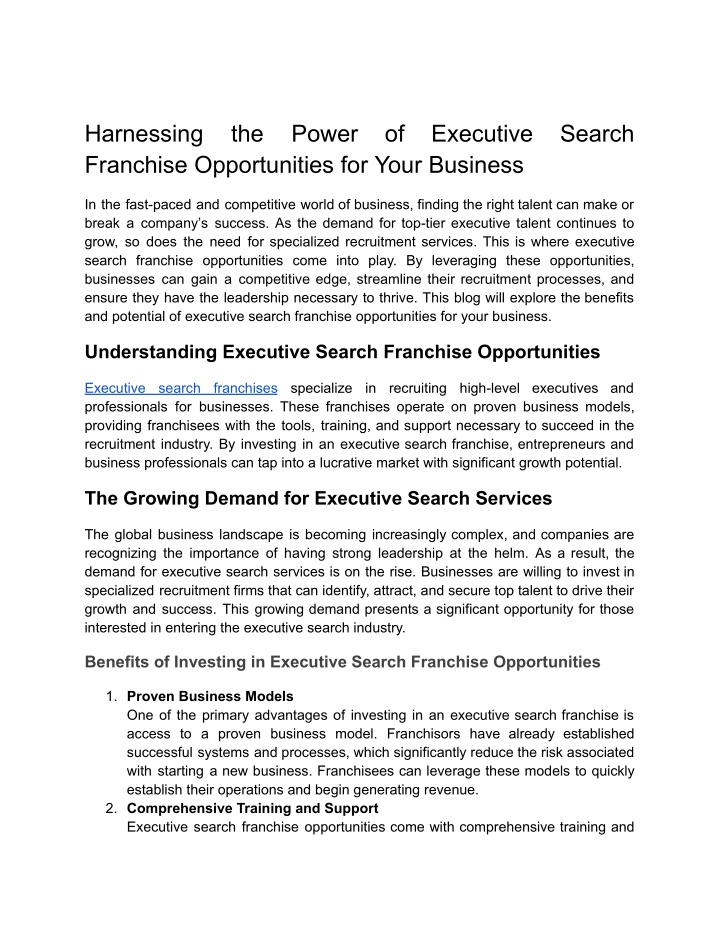 harnessing franchise opportunities for your