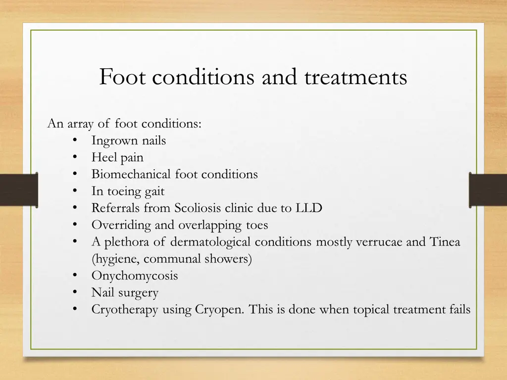 foot conditions and treatments