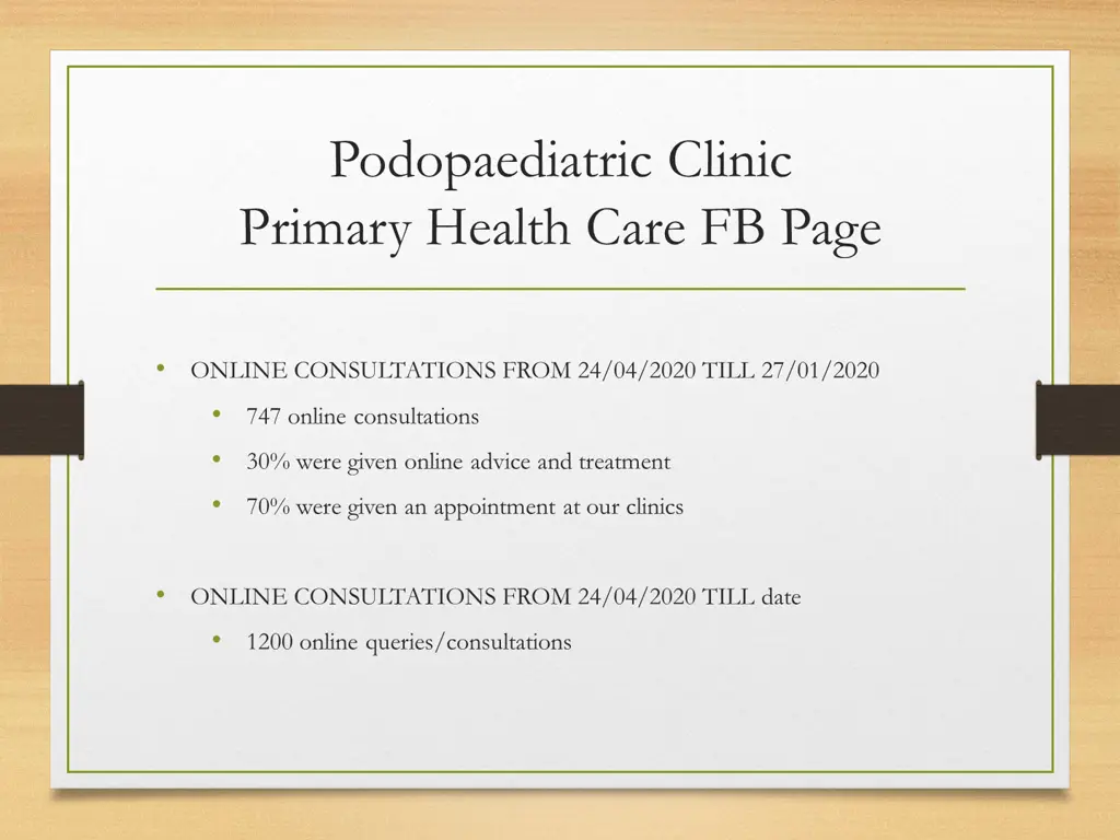podopaediatric clinic primary health care fb page