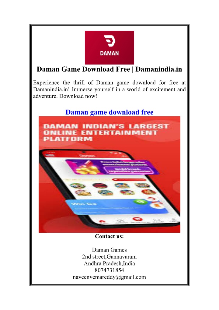 daman game download free damanindia in