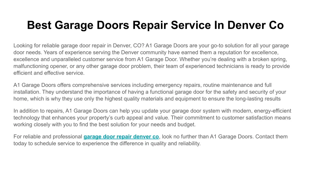 best garage doors repair service in denver co