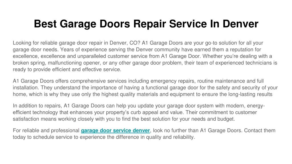 best garage doors repair service in denver