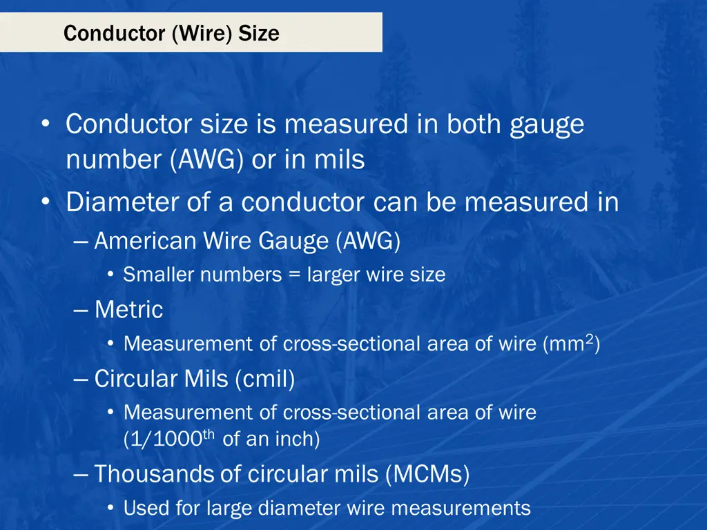 conductor wire size