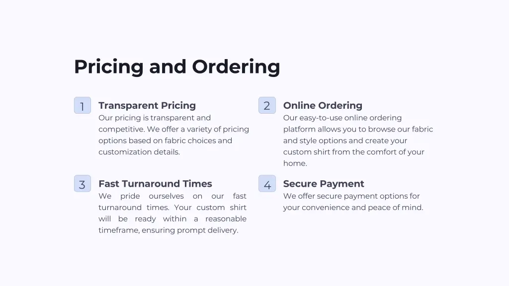 pricing and ordering