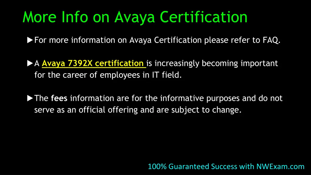 more info on avaya certification