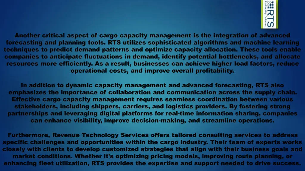 another critical aspect of cargo capacity