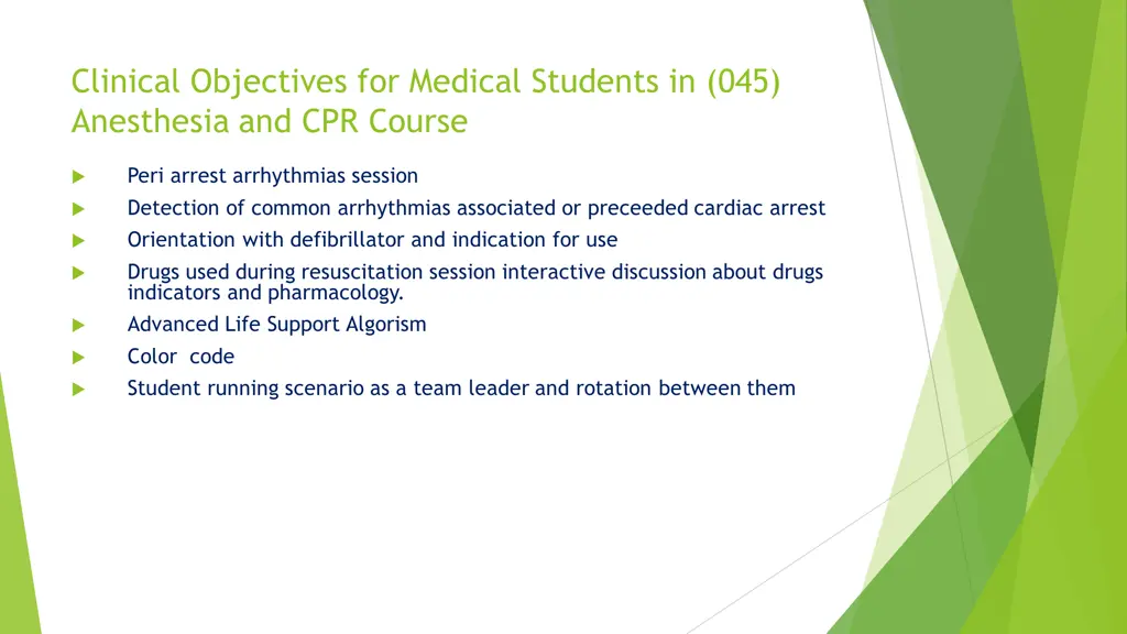 clinical objectives for medical students