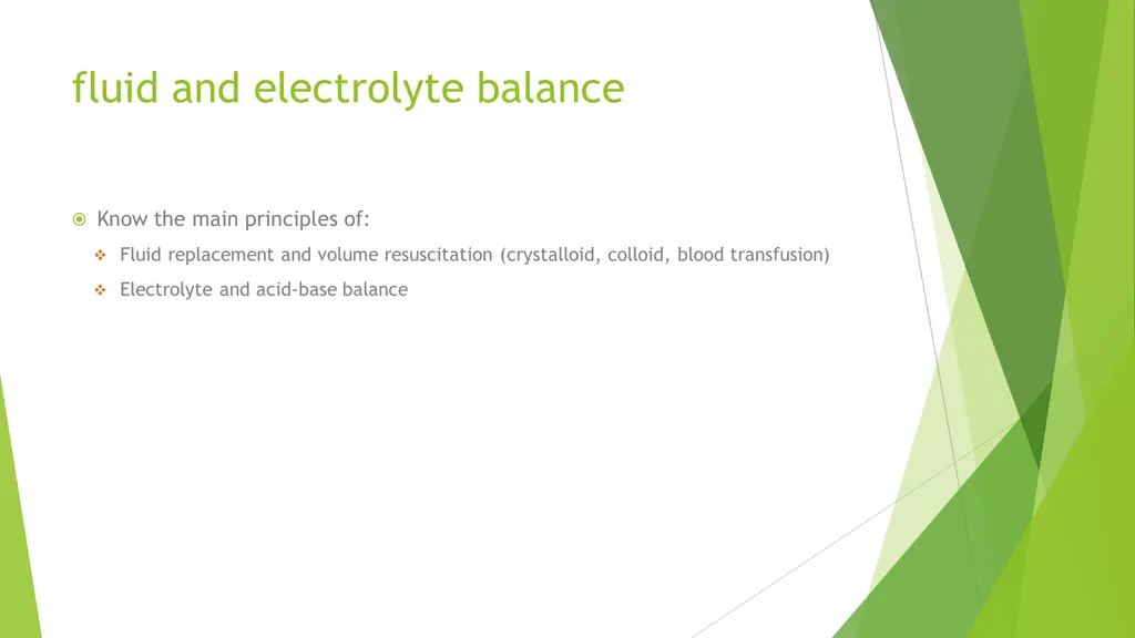 fluid and electrolyte balance