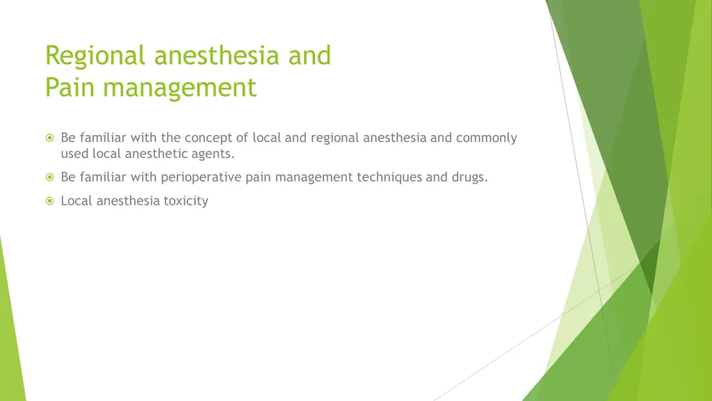 regional anesthesia and pain management