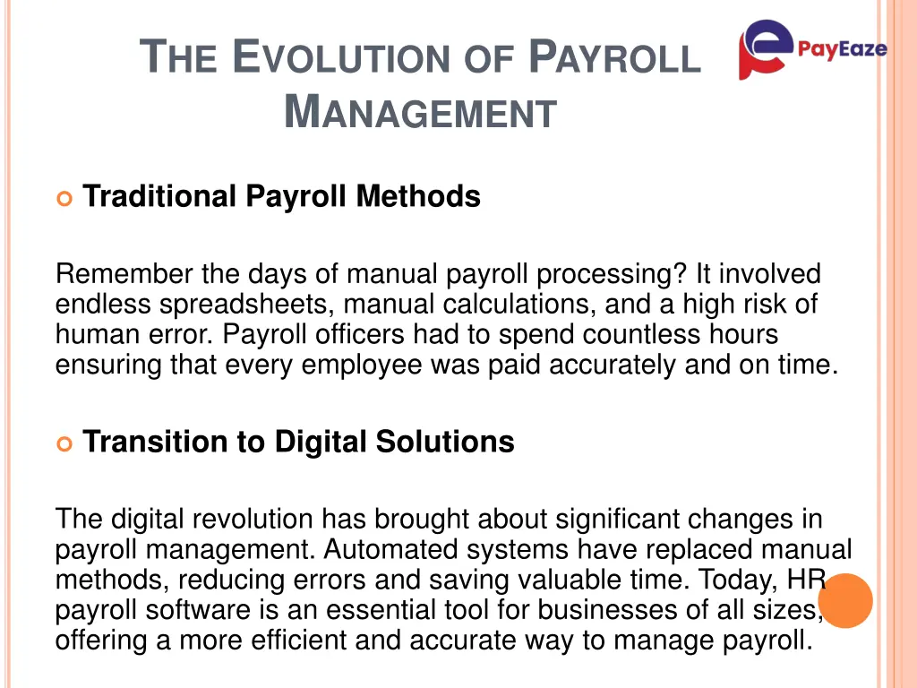 t he e volution of p ayroll m anagement