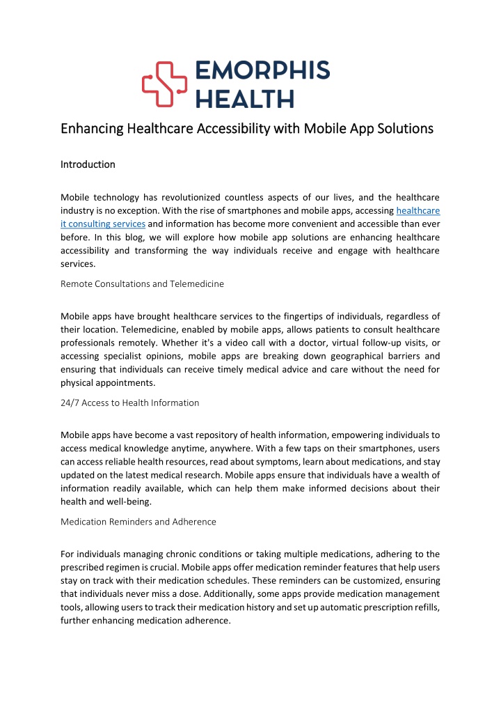enhancing healthcare accessibility with mobile