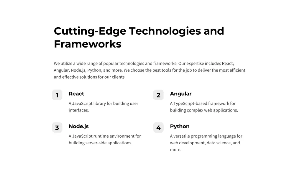 cutting edge technologies and frameworks