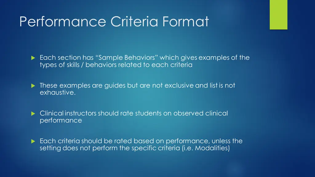 performance criteria format