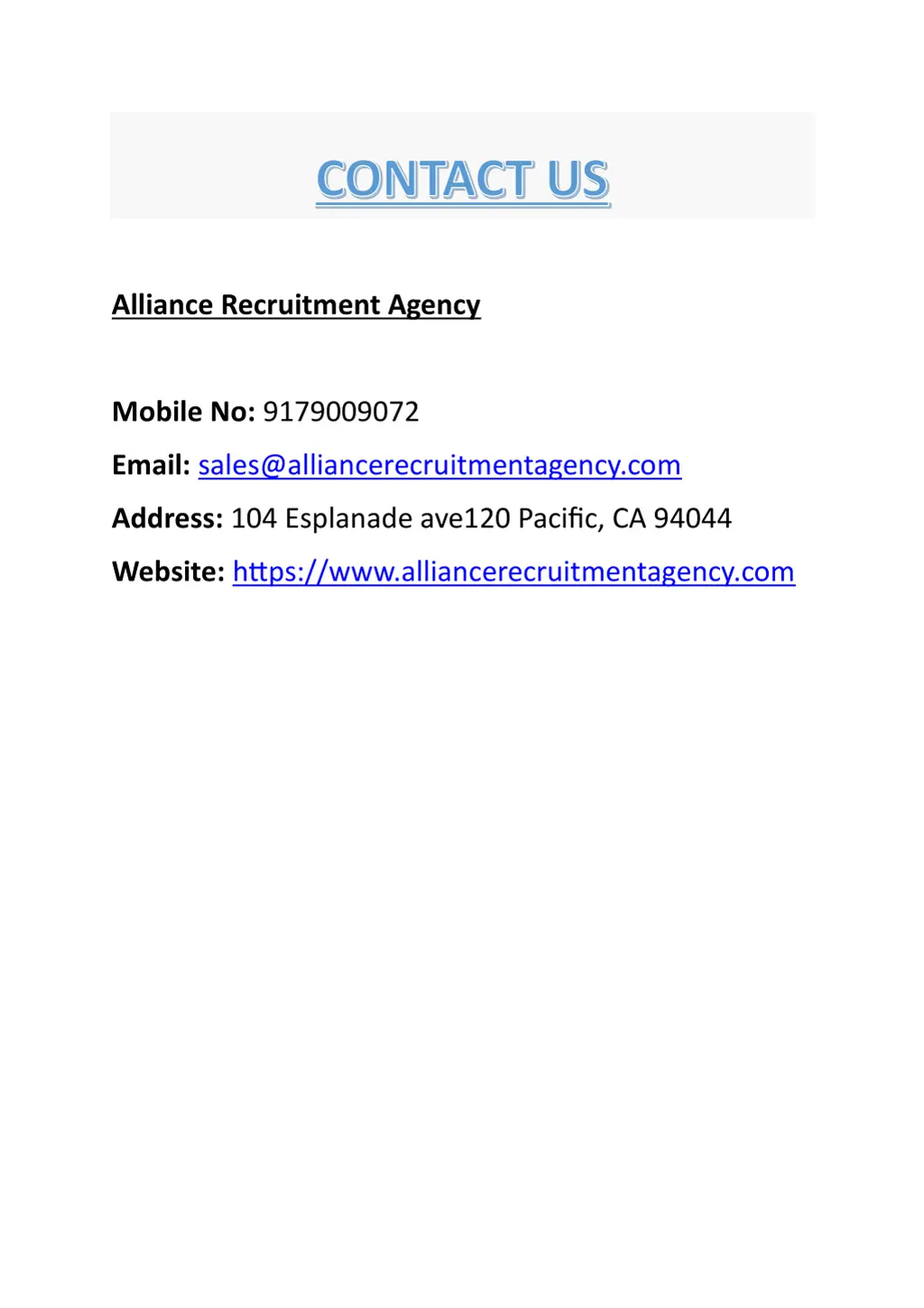 alliance recruitment agency