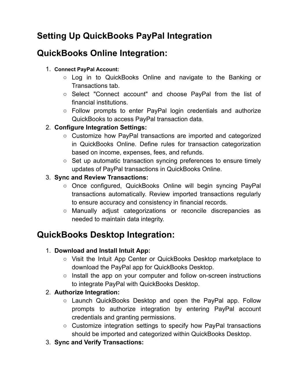 setting up quickbooks paypal integration