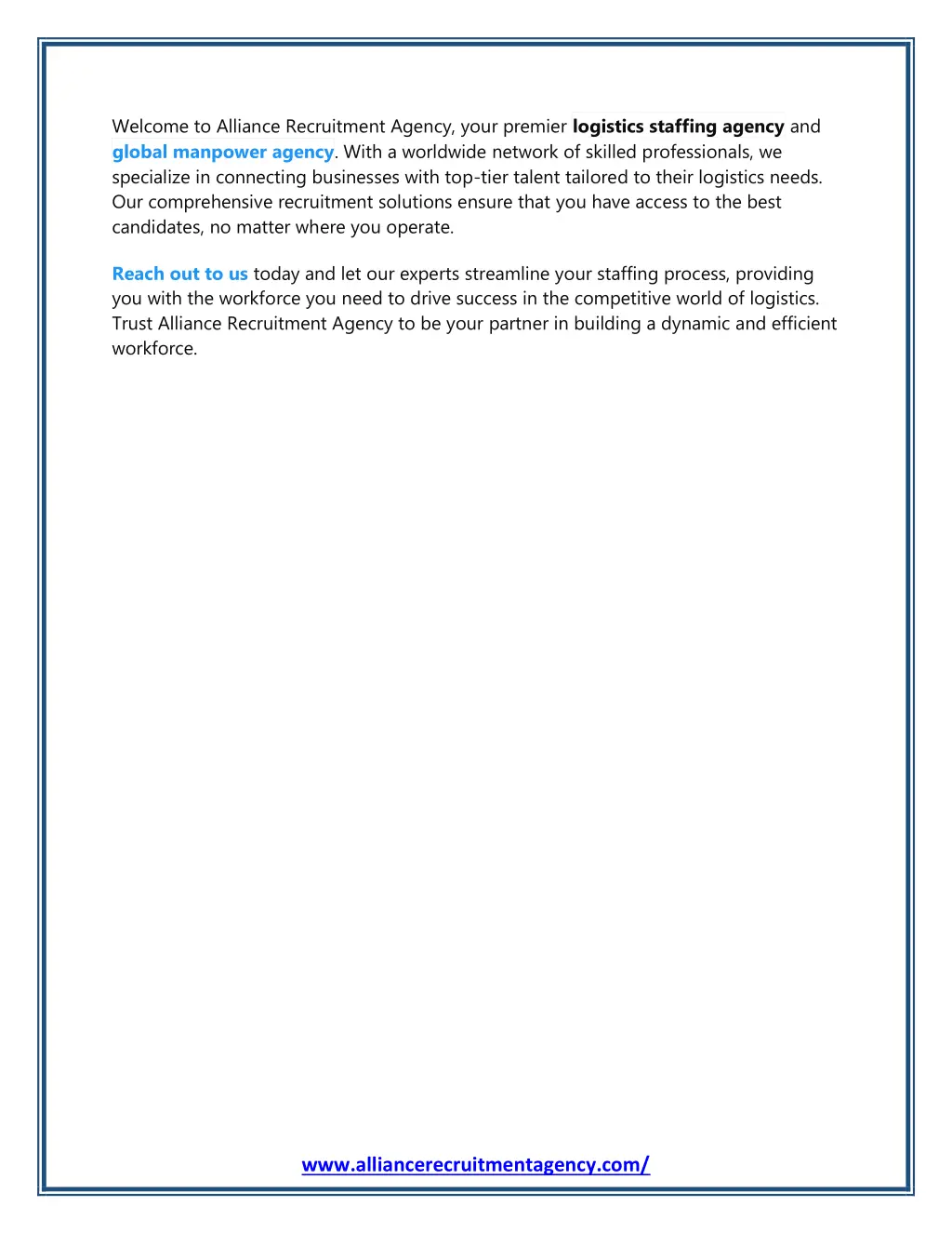 welcome to alliance recruitment agency your