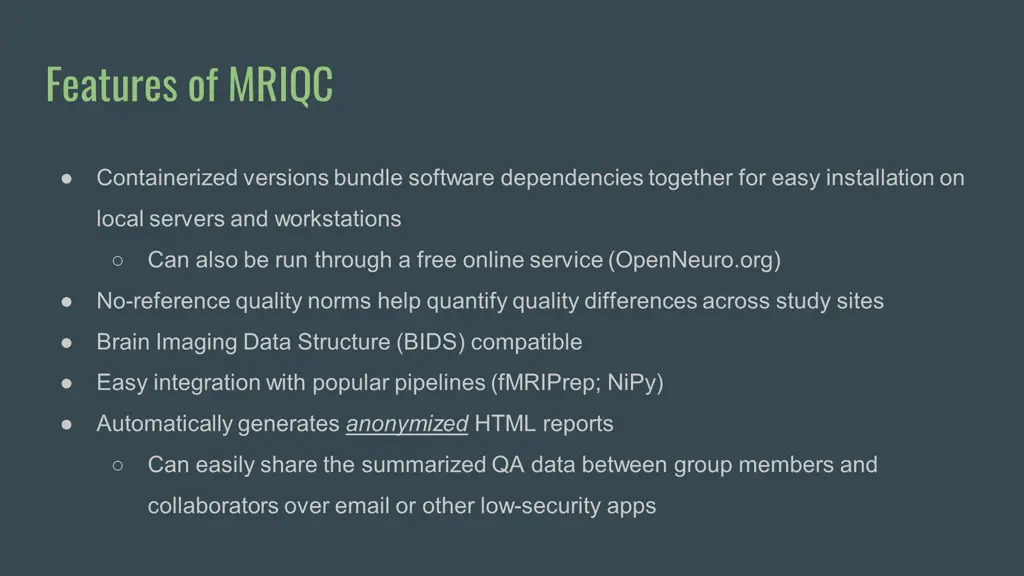 features of mriqc