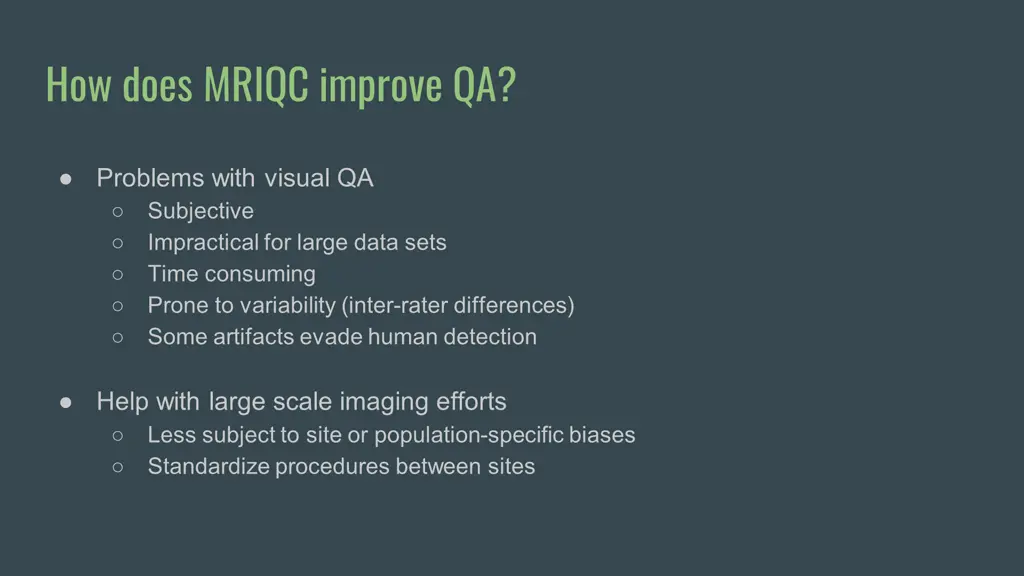 how does mriqc improve qa