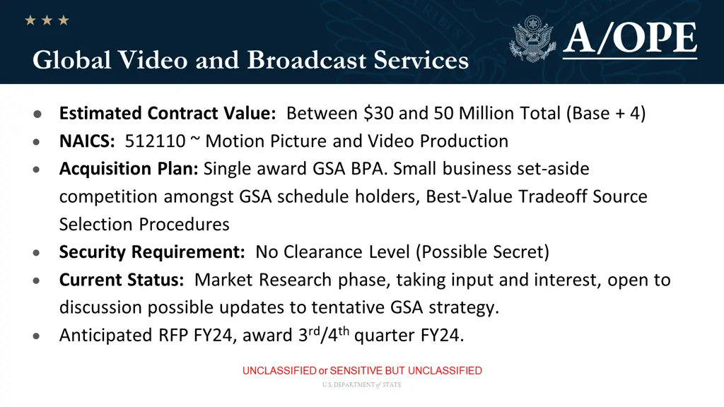 global video and broadcast services