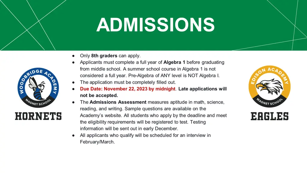 admissions