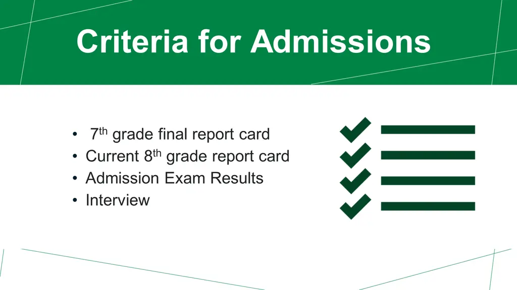 criteria for admissions