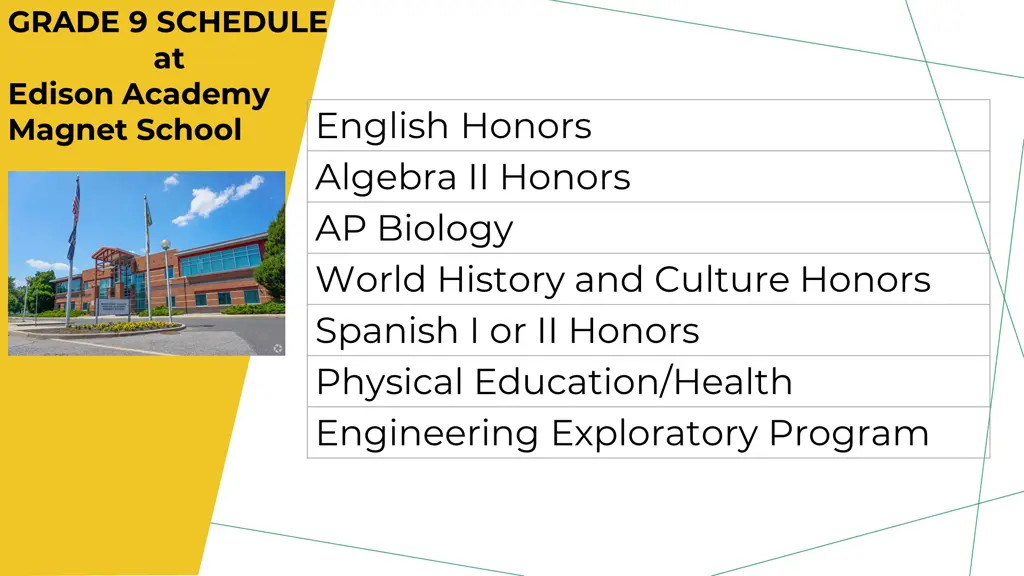 grade 9 schedule at edison academy magnet school