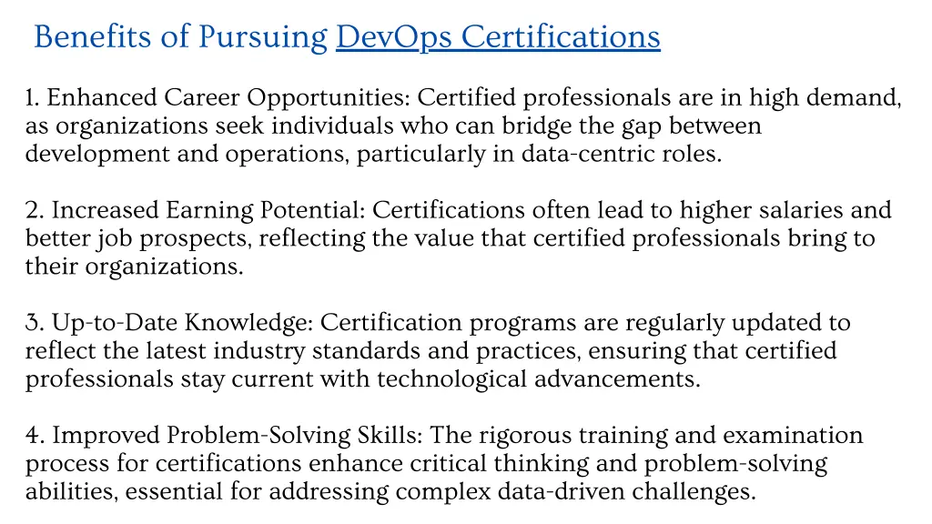 benefits of pursuing devops certifications