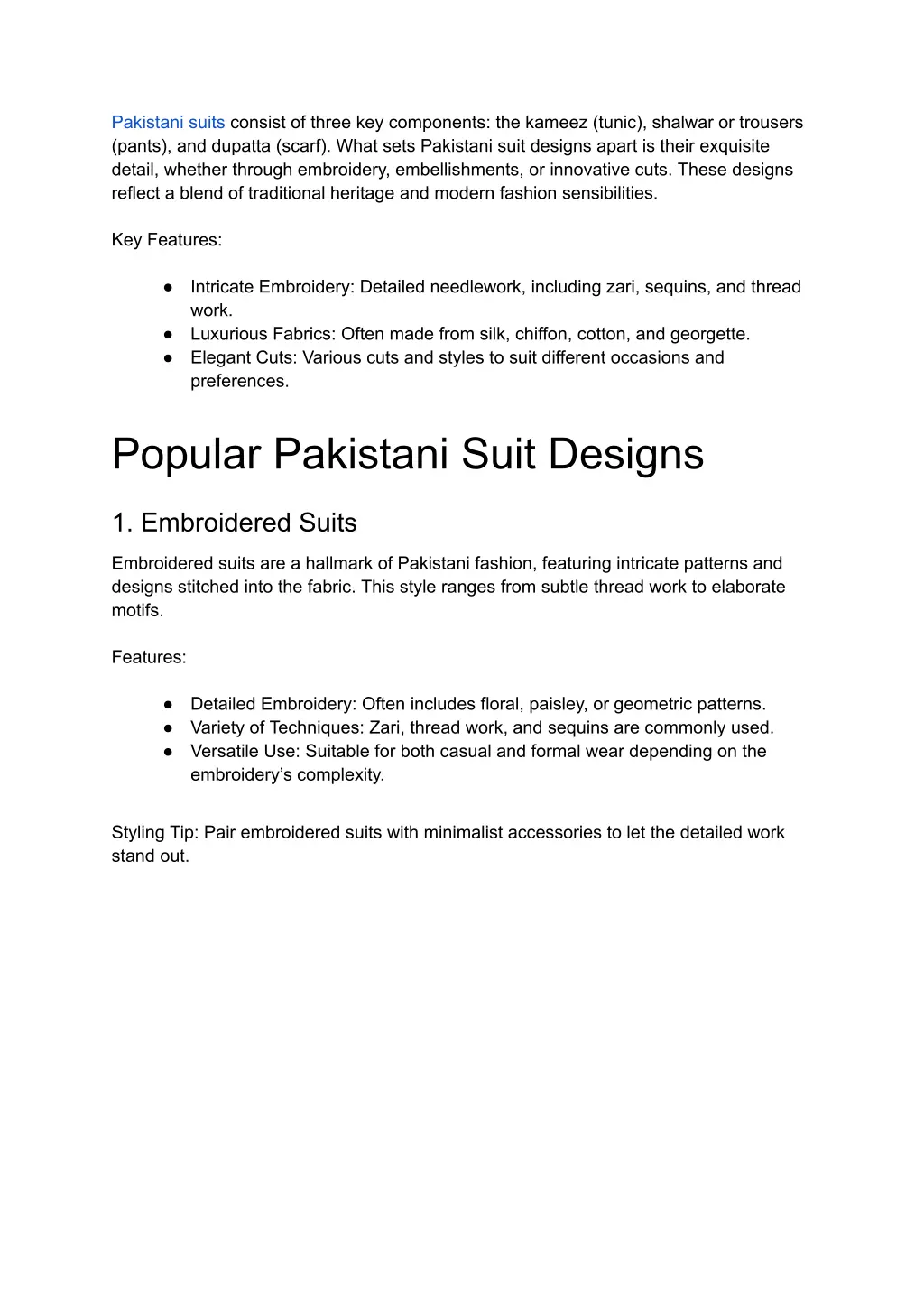 pakistani suits consist of three key components