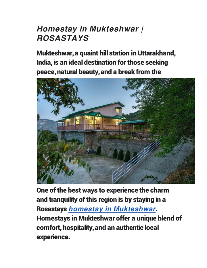 homestay in mukteshwar rosastays