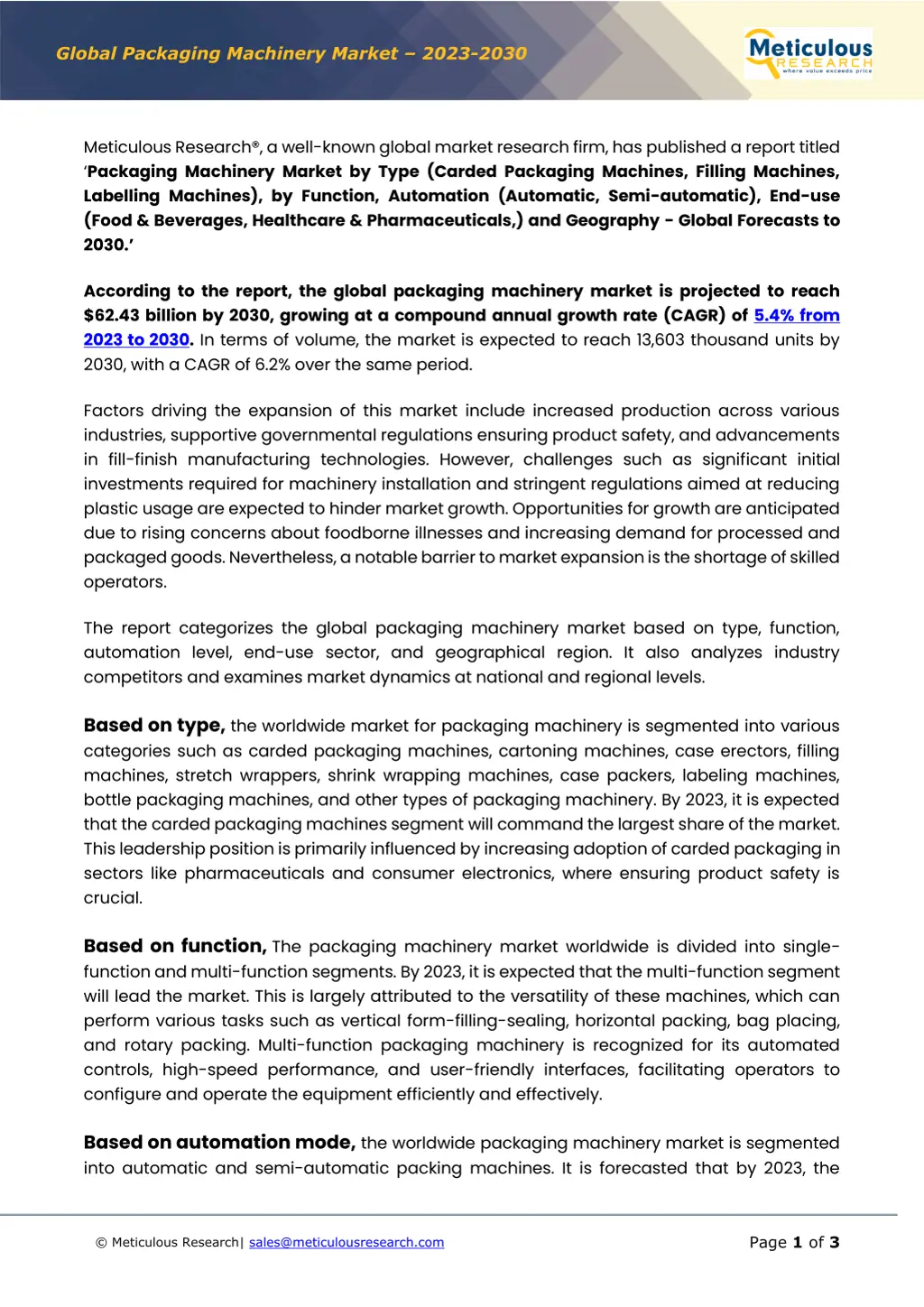 global packaging machinery market 2023 2030