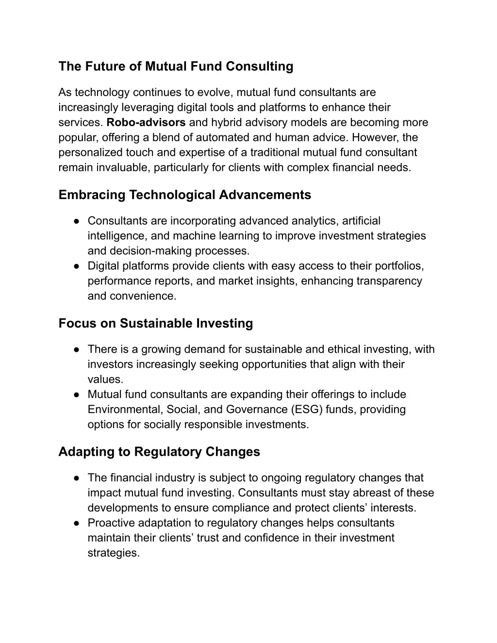 the future of mutual fund consulting