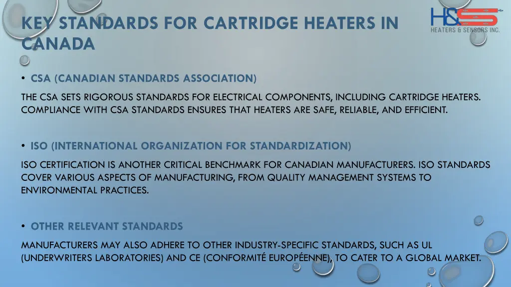 key standards for cartridge heaters in canada