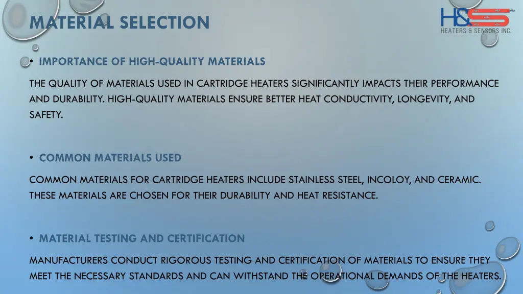 material selection