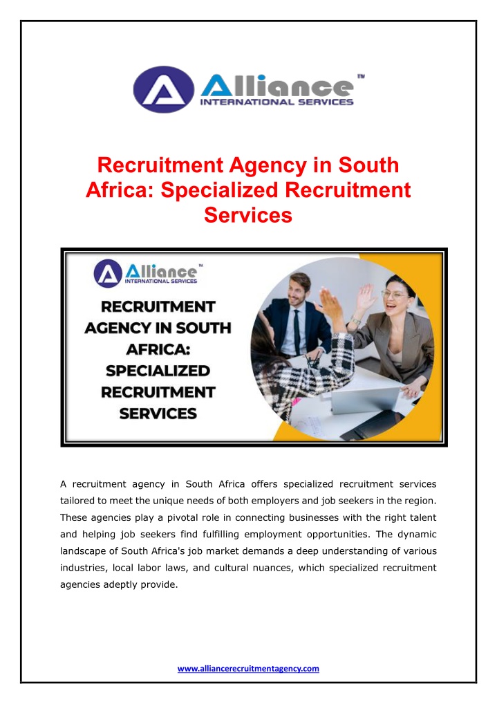 recruitment agency in south africa specialized