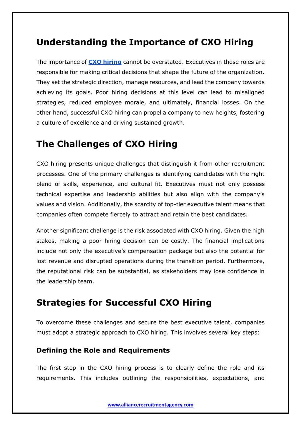 understanding the importance of cxo hiring