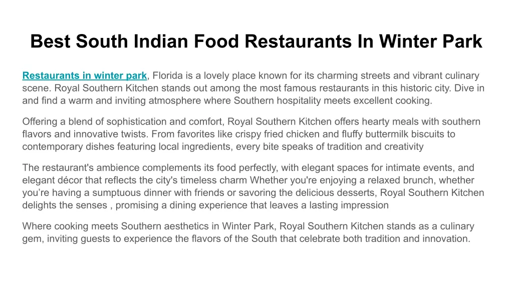 best south indian food restaurants in winter park
