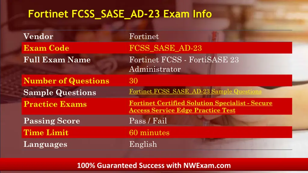 fortinet fcss sase ad 23 exam info